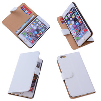 PU Leder Wit iPhone 6 Plus Book/Wallet Case/Cover Hoesje