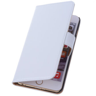 PU Leder Wit iPhone 6 Plus Book/Wallet Case/Cover