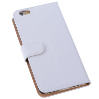 PU Leder Wit iPhone 6 Plus Book/Wallet Case/Cover