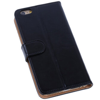 PU Leder Zwart iPhone 6 Plus Book/Wallet Case/Cover