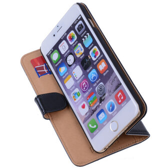 PU Leder Zwart iPhone 6 Plus Book/Wallet Case/Cover