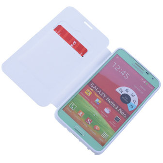 Wit TPU Book Case Flip Cover Motief Hoesje voor Samsung Galaxy Note 3 Neo