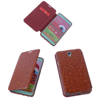 Bestcases Bruin TPU Book Case Flip Cover Motief Samsung Galaxy Note 3 Neo