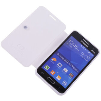 Bestcases Wit TPU Book Case Flip Cover Motief Hoesje voor Samsung Galaxy Core 2