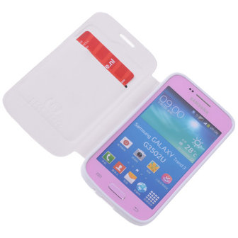 Bestcases Wit TPU Book Case Flip Cover Motief Hoesje voor Samsung Galaxy Core Plus