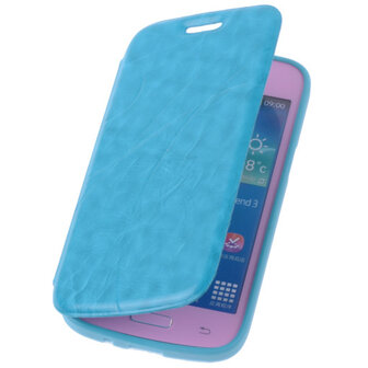 Turquoise TPU Book Case Flip Cover Motief Hoesje voor Samsung Galaxy Core Plus