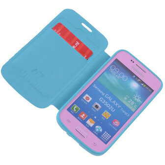 Turquoise TPU Book Case Flip Cover Motief Hoesje voor Samsung Galaxy Core Plus