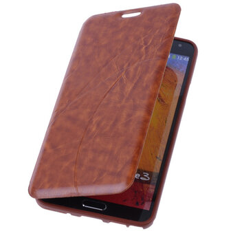 Bestcases Bruin TPU Book Case Flip Cover Motief Hoesje voor Samsung Galaxy Note 3