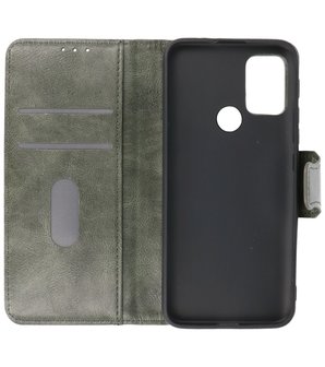 Portemonnee Wallet Case Hoesje voor Motorola Moto G30 - Moto G20 - Moto G10 - Donker Groen