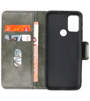 Portemonnee Wallet Case Hoesje voor Motorola Moto G30 - Moto G20 - Moto G10 - Donker Groen