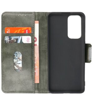 Portemonnee Wallet Case Hoesje voor OnePlus 9 - Donker Groen