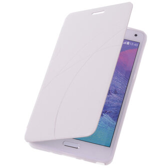 Bestcases Wit Hoesje voor Samsung Galaxy Note 4 TPU Book Case Flip Cover Motief