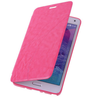 Bestcases Pink Hoesje voor Samsung Galaxy Note 4 TPU Book Case Flip Cover Motief