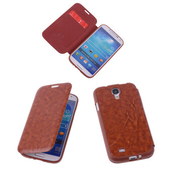 Bestcases Bruin TPU Book Case Flip Cover Motief Samsung Galaxy S4