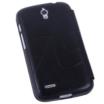Bestcases Zwart Hoesje voor Huawei Ascend G610 TPU Book Case Cover Motief