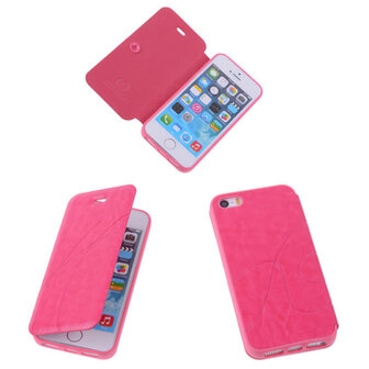 Bestcases Pink TPU Booktype Motief Hoesje Apple iPhone 5 5s