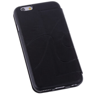 Bestcases Zwart TPU Booktype Motief Hoesje voor Apple iPhone 6