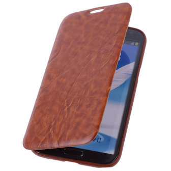 Bestcases Bruin TPU Book Case Flip Cover Motief Hoesje voor Samsung Galaxy Note 2