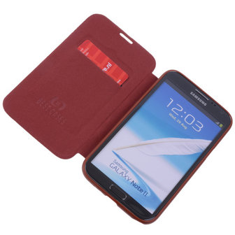 Bestcases Bruin TPU Book Case Flip Cover Motief Hoesje voor Samsung Galaxy Note 2