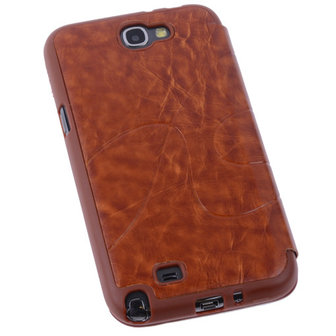 Bestcases Bruin TPU Book Case Flip Cover Motief Hoesje voor Samsung Galaxy Note 2
