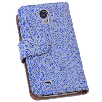 BestCases Antiek Blue White Hoesje voor Samsung Galaxy S4 Echt Leer Wallet Case...