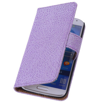 Antiek Purple Hoesje voor Samsung Galaxy S4 i9500 Echt Leer Wallet Case