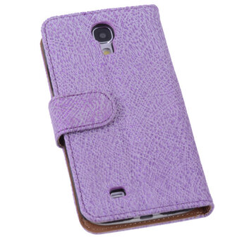 Antiek Purple Hoesje voor Samsung Galaxy S4 i9500 Echt Leer Wallet Case