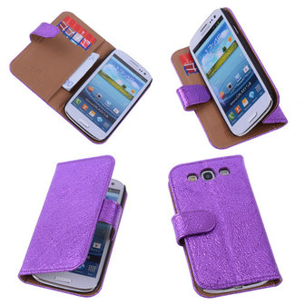 BestCases Glamour Purple Samsung Galaxy S3 Neo Echt Leer Wallet Case 