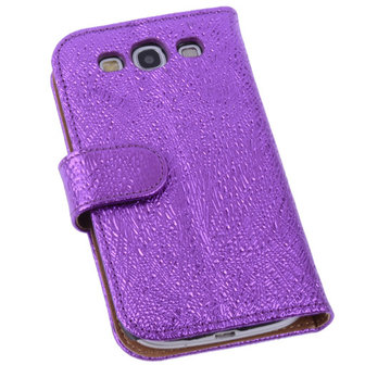 BestCases Glamour Purple Hoesje voor Samsung Galaxy S3 Neo Echt Leer Wallet Case
