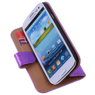 BestCases Glamour Purple Hoesje voor Samsung Galaxy S3 Neo Echt Leer Wallet Case