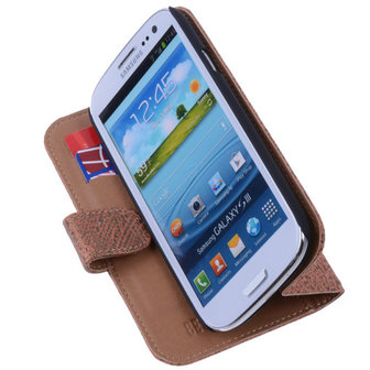 BestCases Glamour Gold Hoesje voor Samsung Galaxy S3 Neo Echt Leer Wallet Case