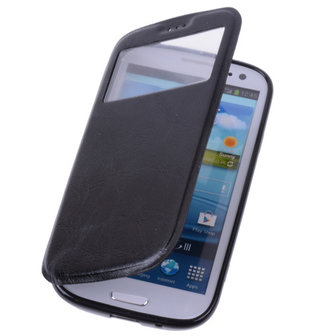 View Case Zwart Hoesje voor Samsung Galaxy S3 / S3 Neo TPU Bookcover