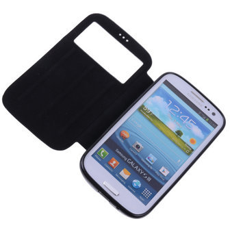 View Case Zwart Hoesje voor Samsung Galaxy S3 / S3 Neo TPU Bookcover