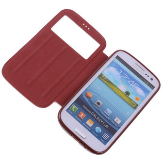 View Case Bruin Hoesje voor Samsung Galaxy S3 / S3 Neo TPU Bookcover