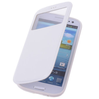 View Case Wit Samsung Galaxy S3 Mini VE TPU Bookcover Hoesje