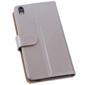 PU Leder Goud Hoesje voor HTC Desire 816 Book/Wallet Case/Cover s