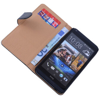 PU Leder Zwart Hoesje voor HTC Desire 816 Book/Wallet Case/Cover s