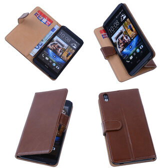 PU Leder Bruin HTC Desire 816 Book/Wallet Case/Cover Hoesjes