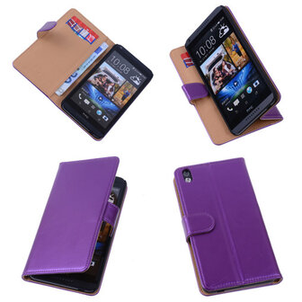 PU Leder Lila HTC Desire 816 Book/Wallet Case/Cover Hoesjes