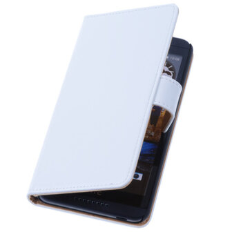 PU Leder Wit Hoesje voor HTC Desire 816 Book/Wallet Case/Cover s