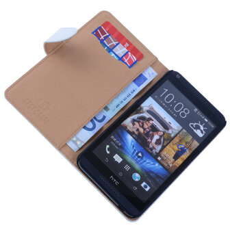 PU Leder Wit Hoesje voor HTC Desire 816 Book/Wallet Case/Cover s