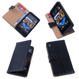Bestcases "Slang" Zwart HTC Desire 816 Bookcase Cover Hoesje 