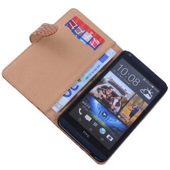 Bestcases Slang Bruin Hoesje voor HTC Desire 816 Bookcase Cover
