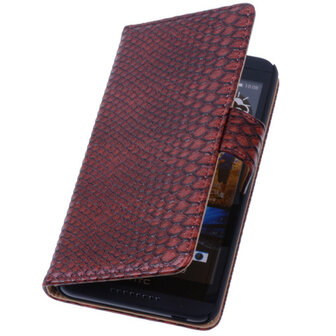 Bestcases Slang Rood Hoesje voor HTC Desire 816 Bookcase Cover