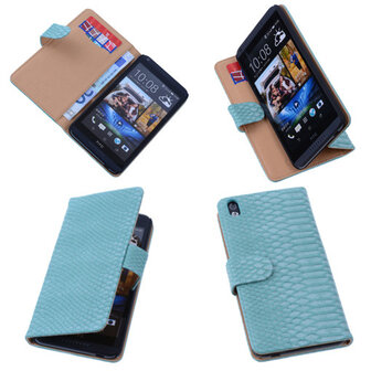 Bestcases &quot;Slang&quot; Turquoise HTC Desire 816 Bookcase Cover Hoesje 