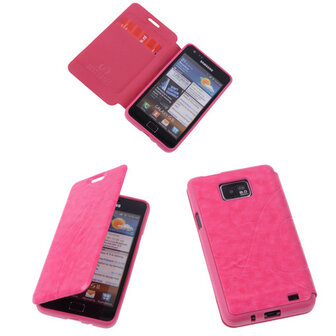Bestcases Pink TPU Book Case Flip Cover Motief Samsung Galaxy S2 Plus