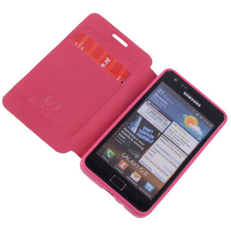 Bestcases Pink TPU Book Case Flip Cover Motief Hoesje voor Samsung Galaxy S2 Plus