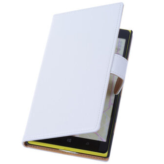 PU Leder Wit Hoesje Nokia Lumia 1320 Book/Wallet Case/Cover 