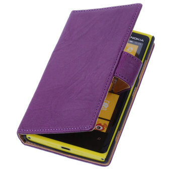 BestCases Lila Nokia Lumia 1320 Stand Luxe Echt Lederen Book Wallet Hoesje 