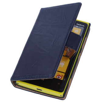 BestCases Nevy Blue Nokia Lumia 1320 Stand Luxe Echt Lederen Book Wallet Hoesje 